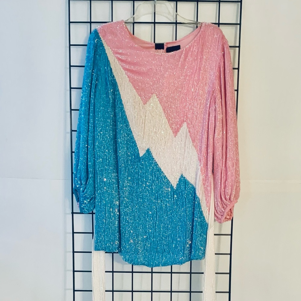 Retrofete Grace Sequin Colorblock Dress - Picture 10 of 16